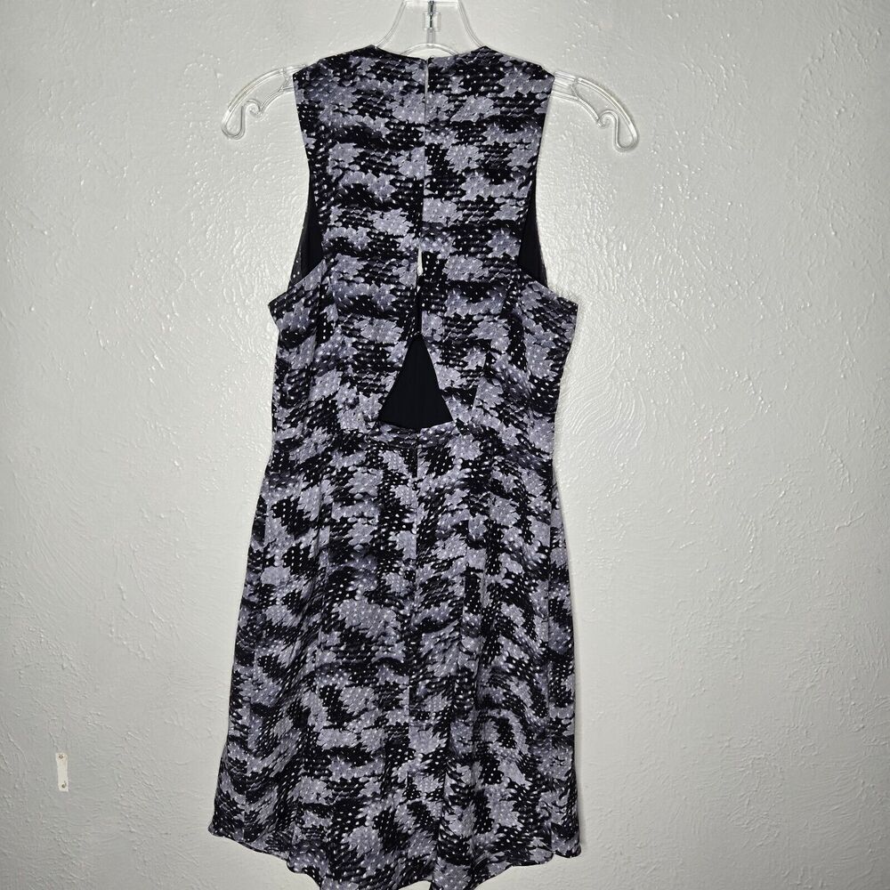 Rebecca Taylor Summer Storm Silk Printed sheath Dress Sz 2 gray black open back - Picture 8 of 10